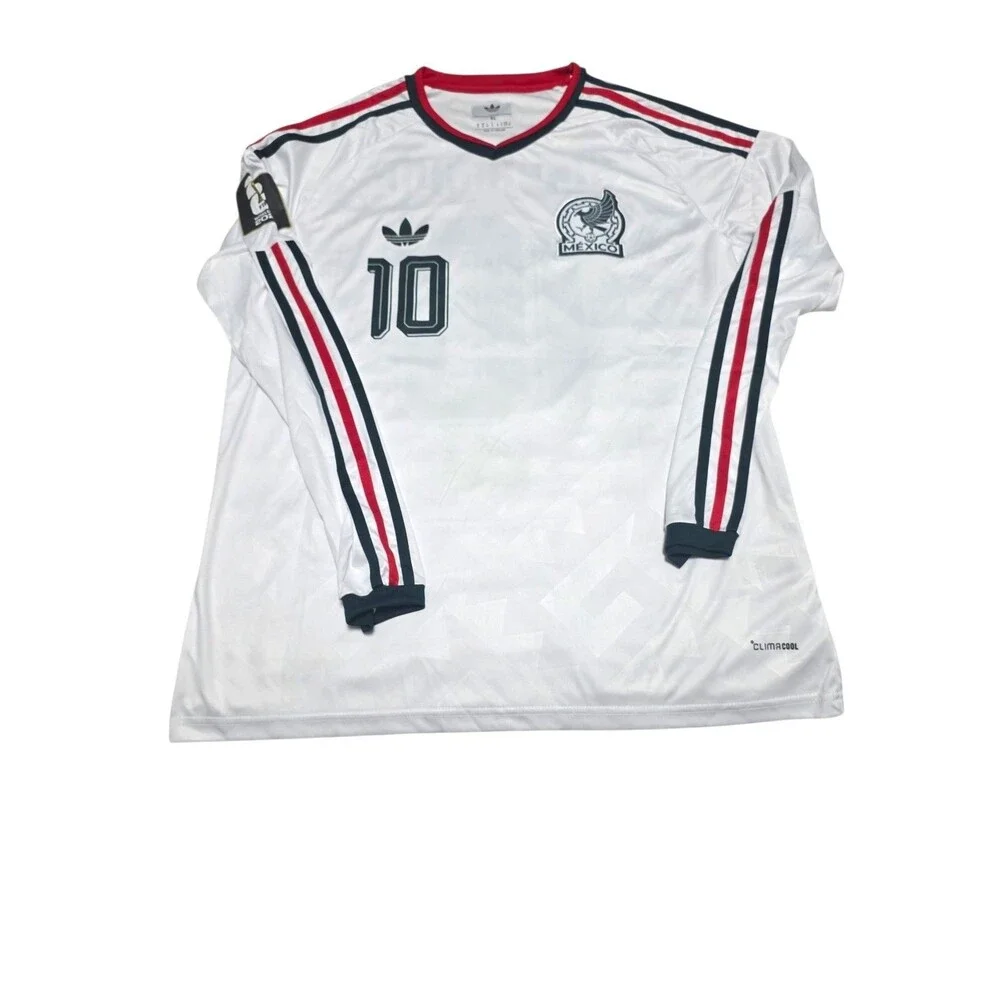 adidas Mexico Soccer Jersey White Green #10 new with tags Alvarado Long Sleeves
